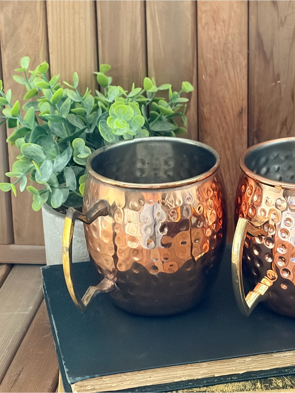 Hammered Copper Mugs Metallic Moscow Mule Style Barware by Sundance Set of 2 - Picture 2 of 5